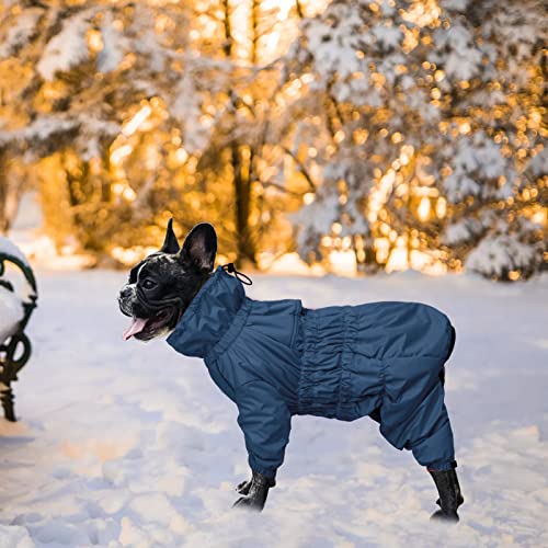 babepet Abrigo Impermeable con Cuatro Piernas para Perros,con Forro Polar, 1/2 Pantalones Traje Pierna Abrigo de Invierno para Perro, para Cachorros Pequeños Mediano Perros-Azul Marino-XXL