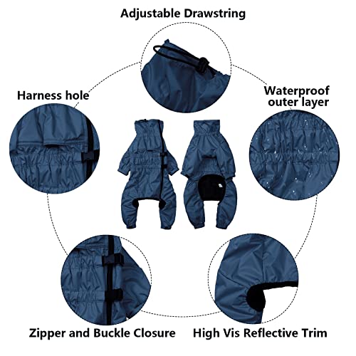 babepet Abrigo Impermeable con Cuatro Piernas para Perros,con Forro Polar, 1/2 Pantalones Traje Pierna Abrigo de Invierno para Perro, para Cachorros Pequeños Mediano Perros-Azul Marino-XXL