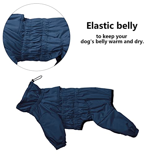 babepet Abrigo Impermeable con Cuatro Piernas para Perros,con Forro Polar, 1/2 Pantalones Traje Pierna Abrigo de Invierno para Perro, para Cachorros Pequeños Mediano Perros-Azul Marino-XXL