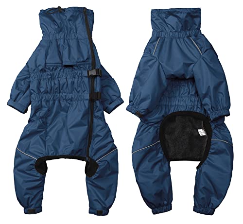 babepet Abrigo Impermeable con Cuatro Piernas para Perros,con Forro Polar, 1/2 Pantalones Traje Pierna Abrigo de Invierno para Perro, para Cachorros Pequeños Mediano Perros-Azul Marino-XXL