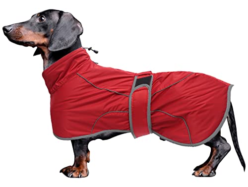 babepet Disfraz de abrigo para perro con barra reflectante, perfecto para perros salchichas, abrigo de invierno con forro polar acolchado y cuello alto, traje de nieve para perro con bandas ajustables