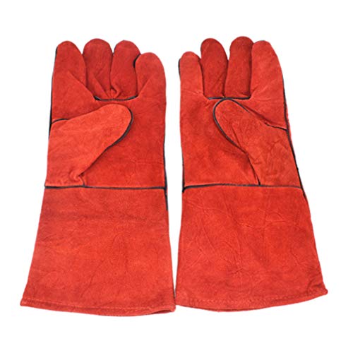 Balacoo 1 par de guantes antimordedura para entrenamiento de pájaros, para mascotas, loros, masticar, para ardillas, hámster, cacatúas, guacamayos, color rojo