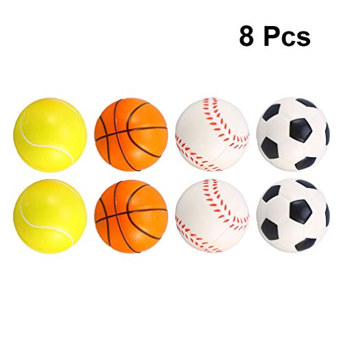 Balacoo 8 Piezas Mini Esponja Pelota Deportiva Baloncesto Fútbol Béisbol Pelota de Tenis para Relajación de Mascotas (4 Estilos Mixtos)