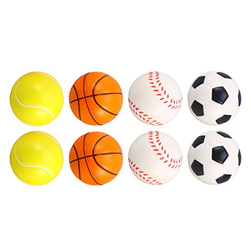 Balacoo 8 Piezas Mini Esponja Pelota Deportiva Baloncesto Fútbol Béisbol Pelota de Tenis para Relajación de Mascotas (4 Estilos Mixtos)