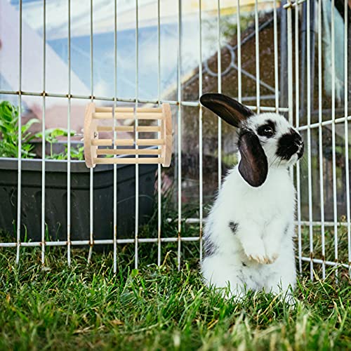 Balacoo Alimentador de Heno de Conejo Soporte Cilíndrico de Madera Gerente de Alimentación para Conejitos Conejitos Conejitos Conejitos Conejitos Chinchilla