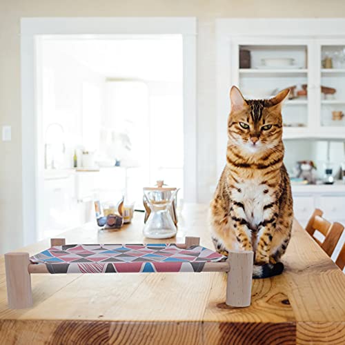 Balacoo Hamaca de Madera para Gato Cama de Marcha de Madera Cama de Refrigeración Elevada Cuna Portátil para Mascotas Cuna Suspendida Silla DE Nido de Verano para Perros Perros Cachorros