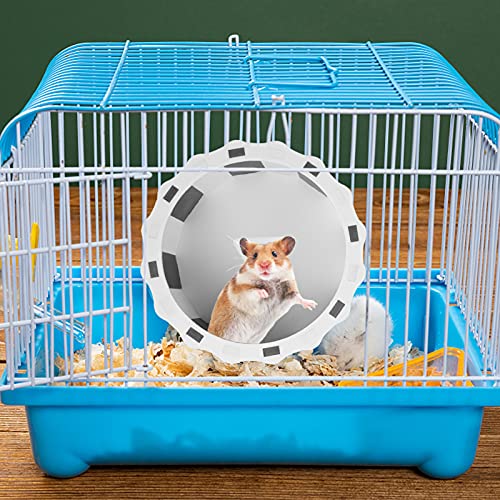 Balacoo Hámster Rueda de Correr Hámster Ejercicio Spinner Oso Dorado Rodillo Juguete Pequeño Mascota Rueda de Ejercicio Blanco para Hámster Gerbils Ratones Degus U Otros Animales