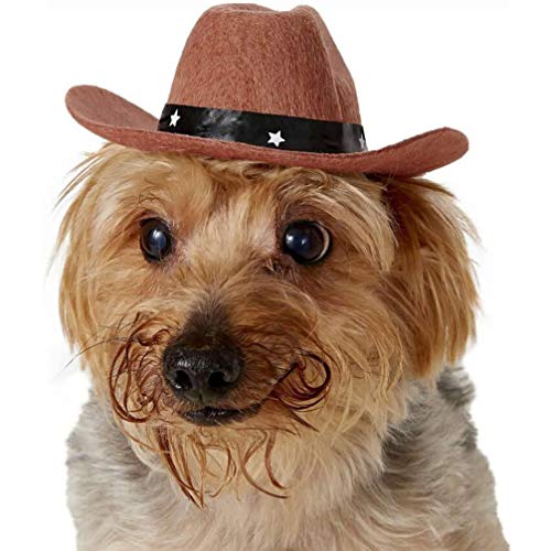 Balacoo Sombrero de vaquero para mascotas, sombrero de vaquero, sombrero de fiesta, tocado de vaquero para perro, gato (café)