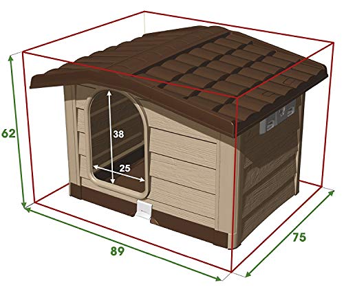 Bama Caseta para perros de resina Bungalow Medium Verde Talla Mediana 89 x 75 x 62 cm