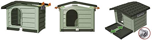 Bama Caseta para perros de resina Bungalow Medium Verde Talla Mediana 89 x 75 x 62 cm