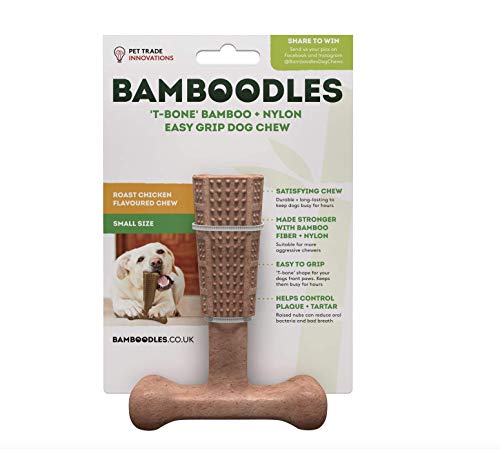 Bamboodles T-Bone Dog Masticar para el más aún el más agresivo de los masticadores PEQUEÑO POLLO