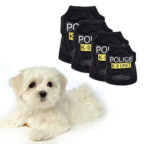 Banana99 K-9 Unidad uniforme de policía policía/mujer policía pequeño perro gato cachorro Halloween policía ropa para mascotas ropa de mascotas disfraces de vestir mascotas abrigo chaleco (XS) (S)