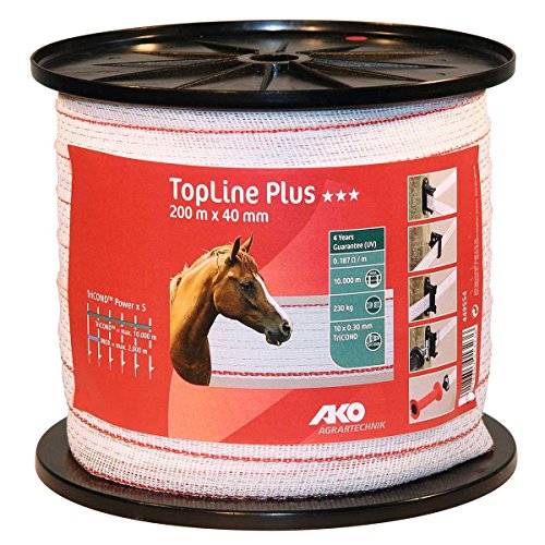 Banda Topline Plus, 200 m, 10 mm, color blanco/rojo, 4 x 0,3 mm tricond