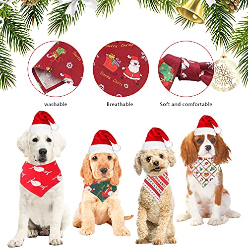 Bandana Perro de Navidad,4 pcs Pañuelo de Mascotas,Pañuelo Bufanda de Mascota Navidad,Bandana para Perros,Baberos Lavables de Perros,para Estilo Papá Noel Ajustable Bufanda de Perro