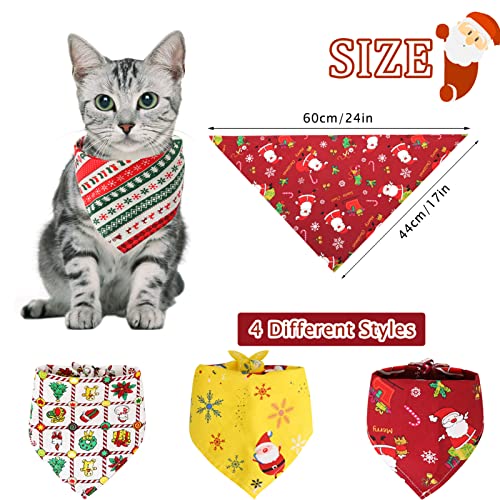 Bandanas de Perros de Navidad,4 Piezas Mascota Navidad Baberos,Navidad Baberos Lavables de Perros Pañuelo Bufanda de Mascota Mascotas Babero,Pañuelo Bufanda de Mascota Navidad (A)