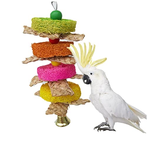 Baobiutin Juguete de masticación de la Trenza de Paja Natural para el Loro Macaw Africano Grises Budgies Cockatoo Parakeet Cockatiels Conure Love Bird Cage Mask Toy Parrot Suministros