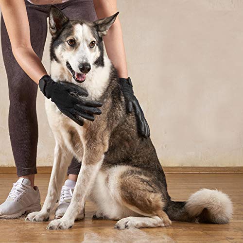 Barrageon Mascotas Guantes Quita Pelos Perros Masaje Grooming Guantes Masaje Bañarse Baños Un Par Ajustable Limpiar Pelaje Derramamiento (Amarillo)