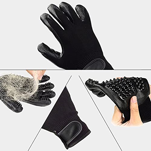 Barrageon Mascotas Guantes Quita Pelos Perros Masaje Grooming Guantes Masaje Bañarse Baños Un Par Ajustable Limpiar Pelaje Derramamiento (Gris)