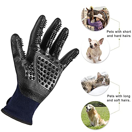 Barrageon Mascotas Guantes Quita Pelos Perros Masaje Grooming Guantes Masaje Bañarse Baños Un Par Ajustable Limpiar Pelaje Derramamiento (Gris)