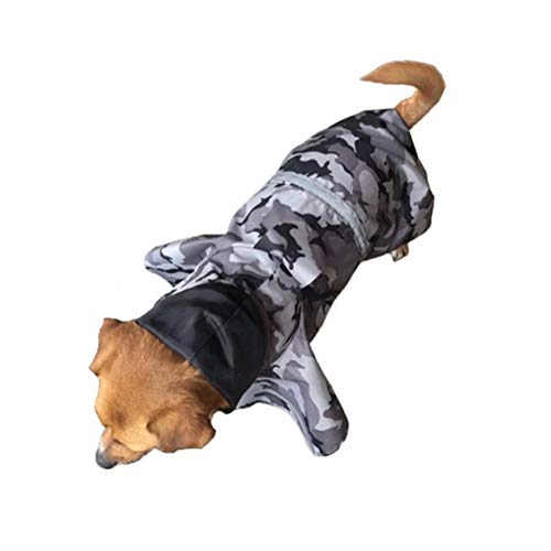 beautyhe Chubasquero Perro Encapuchado Impermeable Perro Chubasquero Perro Grande PortáTil para La Lluvia Exterior Caza Senderismo Gray Camouflage,Large