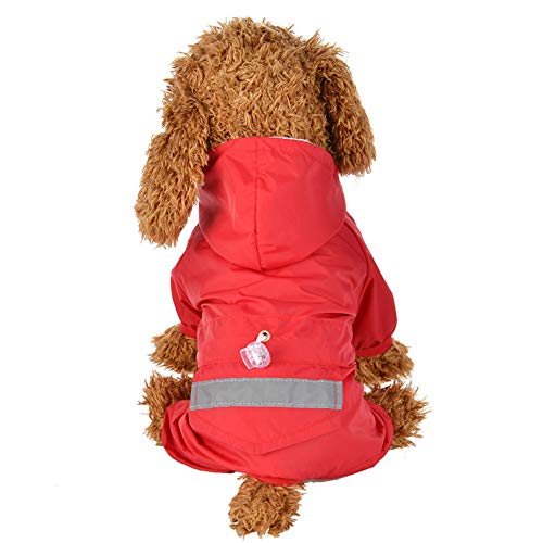 beautyhe Chubasquero Perro Encapuchado Impermeable Perro con Cinta Reflectante Chubasquero Perro Grande con Cuatro Patas para Exterior Caza Senderismo Red,20