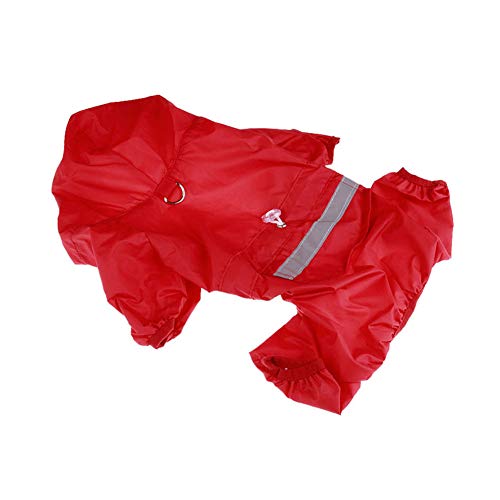 beautyhe Chubasquero Perro Encapuchado Impermeable Perro con Cinta Reflectante Chubasquero Perro Grande con Cuatro Patas para Exterior Caza Senderismo Red,20