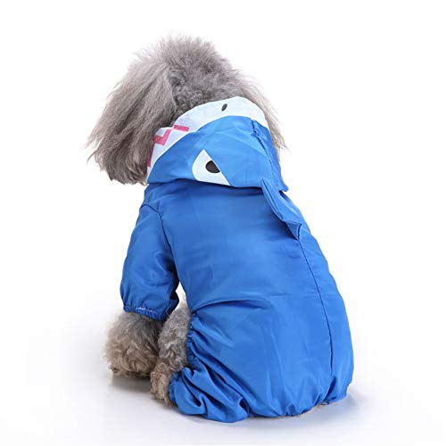 beautyhe Chubasquero Perro Encapuchado Impermeable Perro con Cinta Reflectante Chubasquero Perro Grande con Cuatro Patas para Exterior Caza Senderismo Blue,Medium