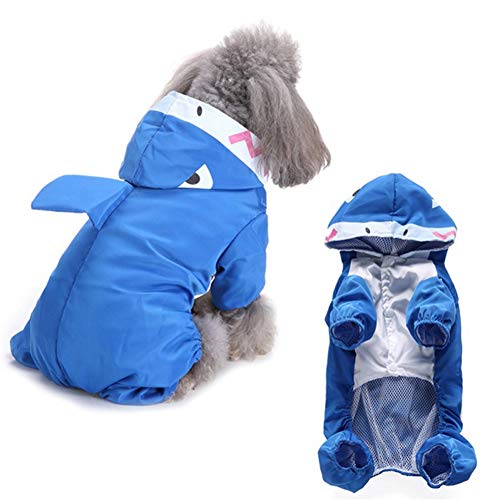 beautyhe Chubasquero Perro Encapuchado Impermeable Perro con Cinta Reflectante Chubasquero Perro Grande con Cuatro Patas para Exterior Caza Senderismo Blue,Medium