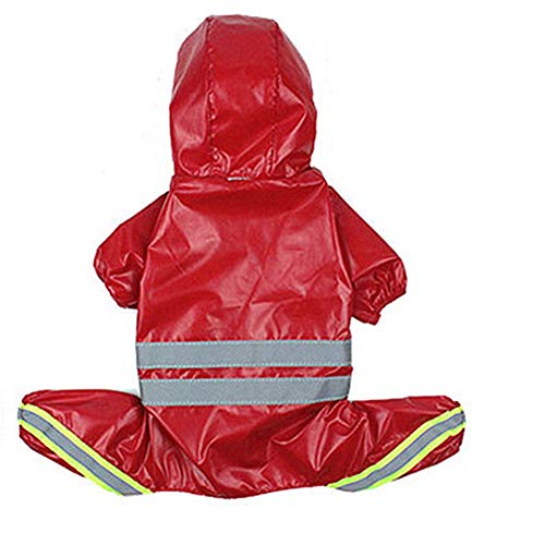 beautyhe Chubasquero Perro Encapuchado Impermeable Perro con Cinta Reflectante Chubasquero Perro Grande con Cuatro Patas para Exterior Caza Senderismo Red,5XL