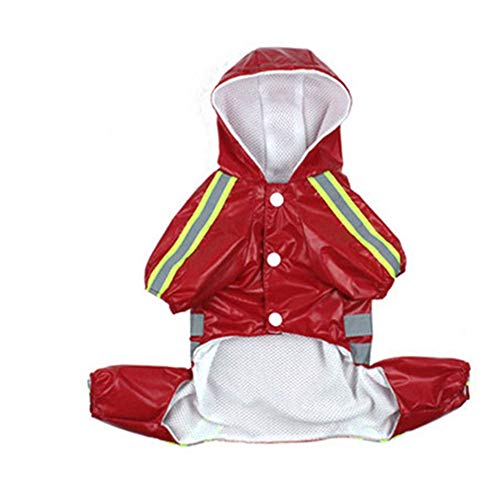 beautyhe Chubasquero Perro Encapuchado Impermeable Perro con Cinta Reflectante Chubasquero Perro Grande con Cuatro Patas para Exterior Caza Senderismo Red,5XL