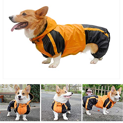 beautyhe Chubasquero Perro Encapuchado Impermeable Perro con Cuatro Patas Chubasquero Perro Grande Agujero del Cuello del CinturóN para La Lluvia Exterior Caza Orange,l-s