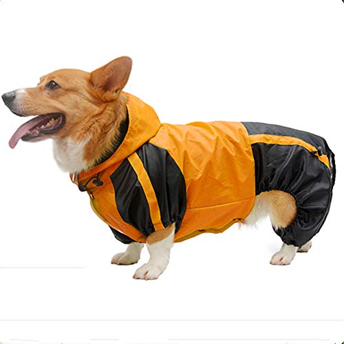 beautyhe Chubasquero Perro Encapuchado Impermeable Perro con Cuatro Patas Chubasquero Perro Grande Agujero del Cuello del CinturóN para La Lluvia Exterior Caza Orange,l-s