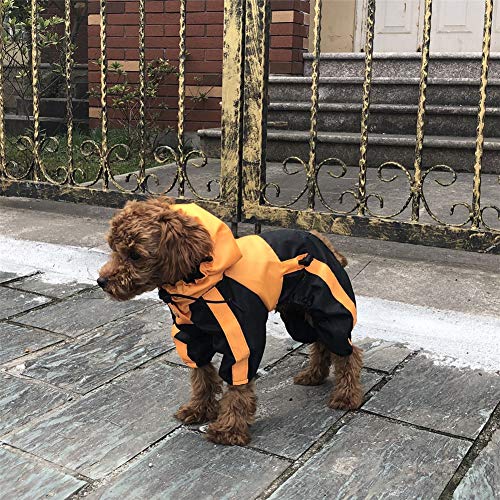 beautyhe Chubasquero Perro Encapuchado Impermeable Perro con Cuatro Patas Chubasquero Perro Grande Agujero del Cuello del CinturóN para La Lluvia Exterior Caza Orange,l-s