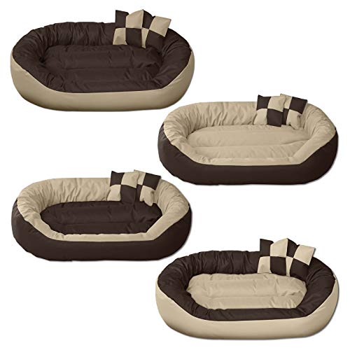 BedDog® colchón para Perro Sunny, Cama, sofá, Cesta, cojín Ovalado para Perros, Funda extraíble, tamaño XL, Melange, Beige/Marron