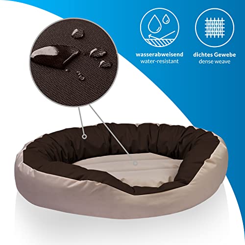 BedDog® colchón para Perro Sunny, Cama, sofá, Cesta, cojín Ovalado para Perros, Funda extraíble, tamaño XL, Melange, Beige/Marron