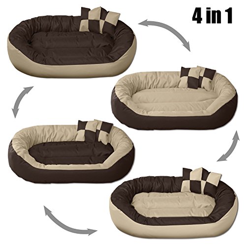 BedDog® colchón para Perro Sunny, Cama, sofá, Cesta, cojín Ovalado para Perros, Funda extraíble, tamaño XL, Melange, Beige/Marron