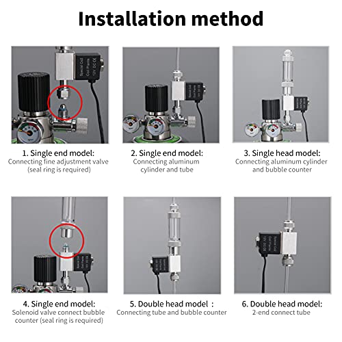 Bedler Válvula solenoide de Salida DC 12V Acuario Regulador del Sistema de CO2 Válvula magnética eléctrica de Baja Temperatura para Acuario Tanque de Peces Planta de Agua Césped Crece fácil de Instal