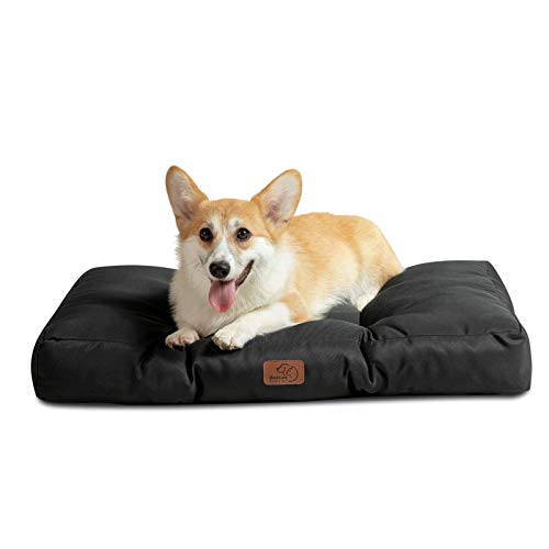 Bedsure Cama Perro Impermeable Mediano - Colchón Perro Lavable, Cojín Perro Antipelo y Suave, Negro, M, 76x50x10 cm