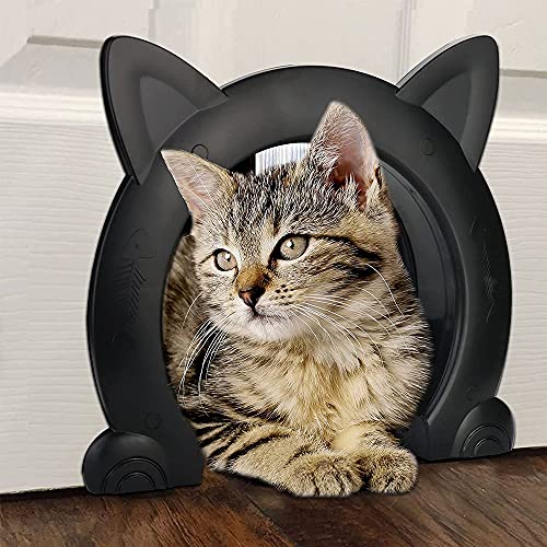 Befitery Puerta para gatos y mascotas, puerta interior, puerta para gatos, puerta para perros, 2 vías, pasaporte oculto para gatos pequeños, medianos y grandes (negro)