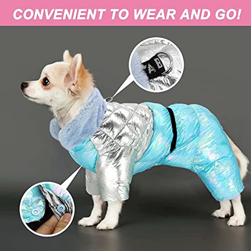 Beirui Abrigo de invierno grueso y cálido para perros pequeños,impermeable resistente al abrigo perro pequeño con cuello peludo,chaquetas reflectantes para perros ropa de invierno con anillo de correa