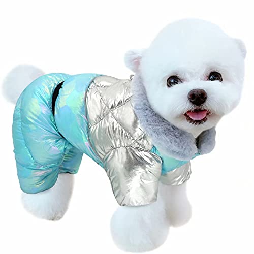 Beirui Abrigo de invierno grueso y cálido para perros pequeños,impermeable resistente al abrigo perro pequeño con cuello peludo,chaquetas reflectantes para perros ropa de invierno con anillo de correa