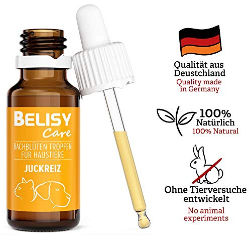 BELISY Picor de flores de Bach, gotas para perros y gatos, contra el picor, gotas de emergencia para mascotas, cuidado del pelaje y cuidado de la piel, mezcla original según Dr. Bach, 20 ml