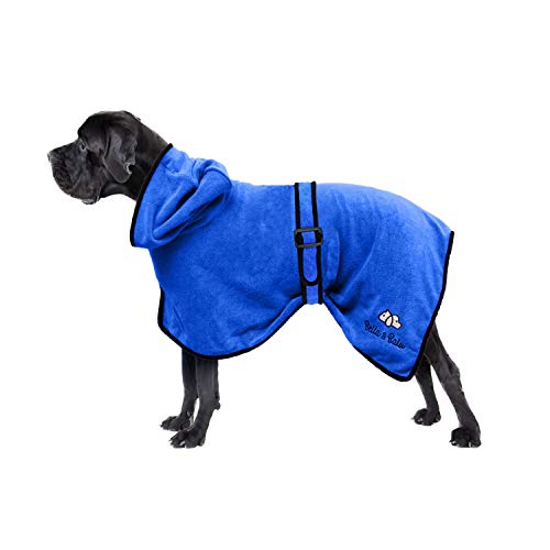 Bella & Balu Albornoz para perro XL de Microfibra Absorbente – Toalla para perros para secado tras el baño o el paseo bajo la lluvia (6 TALLAS - 3 COLORES)