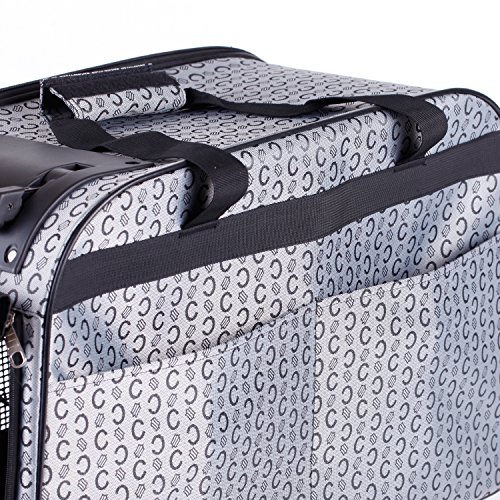 BELLAMORE Bolsa de transporte con ruedas Nylon para los gatos Perros Carrito de transporte 4 ruedas (para perros grandes de hasta 10 kg) ventilación superior (gris) 59 * 29 * 42 cm