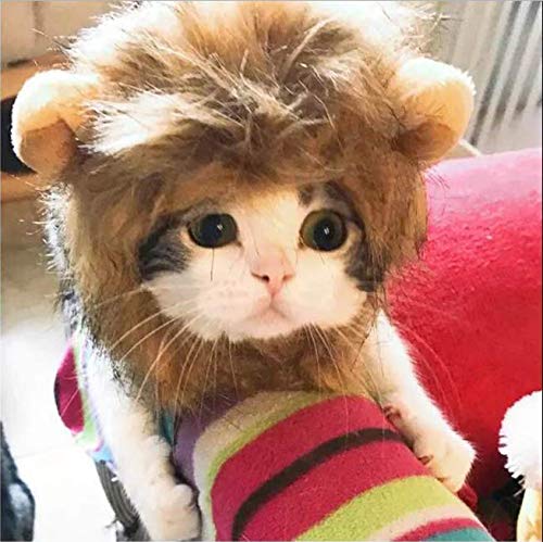 Bello Luna Lion Mane para Gato y Perro pequeño Disfraz de Gato Fancy Lion Hair para Halloween Christmas-S