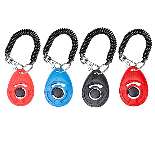 Bemend Clicker, Clicker para Adiestramiento Perro, Clicker para Perros, Clicker Adiestramiento Perro, para Entrenamiento de Mascotas, para Perros, Gatos, Pájaros, Caballos, 4 Colores