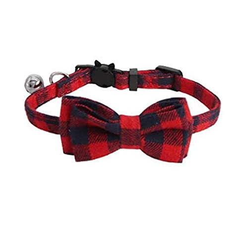 Berrywho Collar Del Animal Doméstico Del Gato Pajaritas Collares Collar Gatito Lindo Con El Clásico De La Tela Escocesa De La Pajarita De Bell Ajustable Para Mascotas Rojo