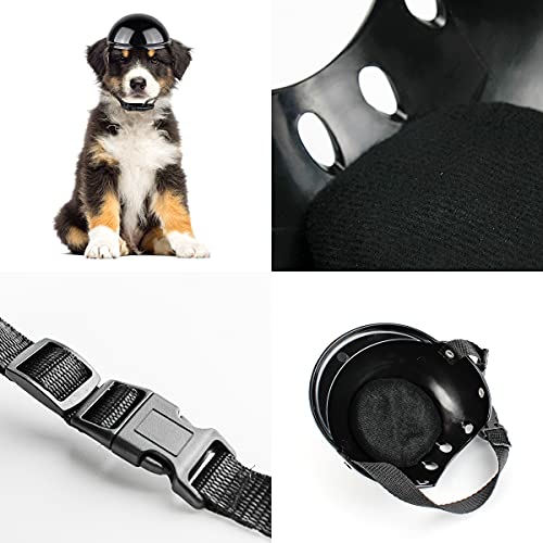 Bestcool Casco de Perro Casco para Mascotas con Correa Ajustable, plástico ABS, Casco de Bicicleta para Gatos, Casco de Motocicleta para Perros Medianos, Perros Pequeños, Gatos (M, Negro)