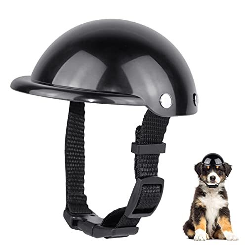 Bestcool Casco de Perro Casco para Mascotas con Correa Ajustable, plástico ABS, Casco de Bicicleta para Gatos, Casco de Motocicleta para Perros Medianos, Perros Pequeños, Gatos (M, Negro)