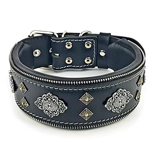 Bestia Collar de Perro Aztec de Cuero Genuino para Perros Grandes. 100% Cuero. Hecho a Mano en Europa!